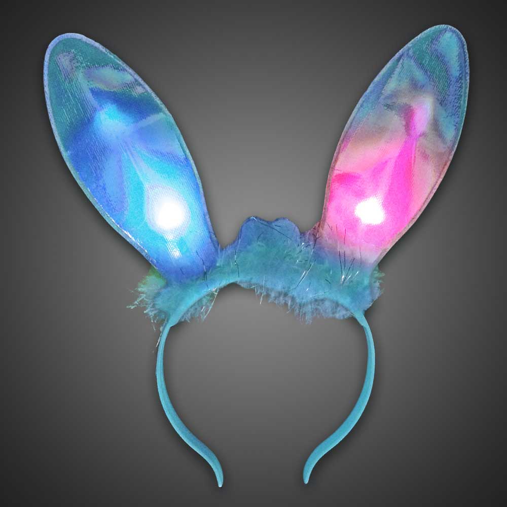 Luz LED intermitente Hairband Peluche Lentejuelas Bunny Rabbit Ears Diadema fiesta cosply